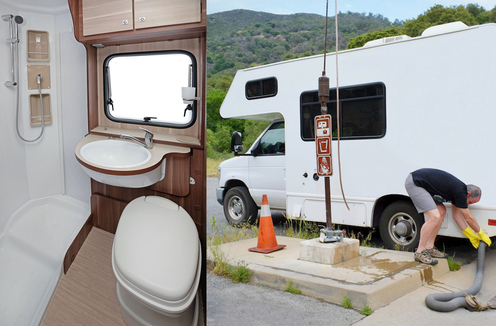 Portable RV/camper toilet and holding tank setup in Lynchburg, Virginia